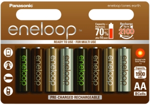 Akumulatorki AA / R6 Panasonic Eneloop Tones Earth 2000mAh - 8 sztuk (blister)